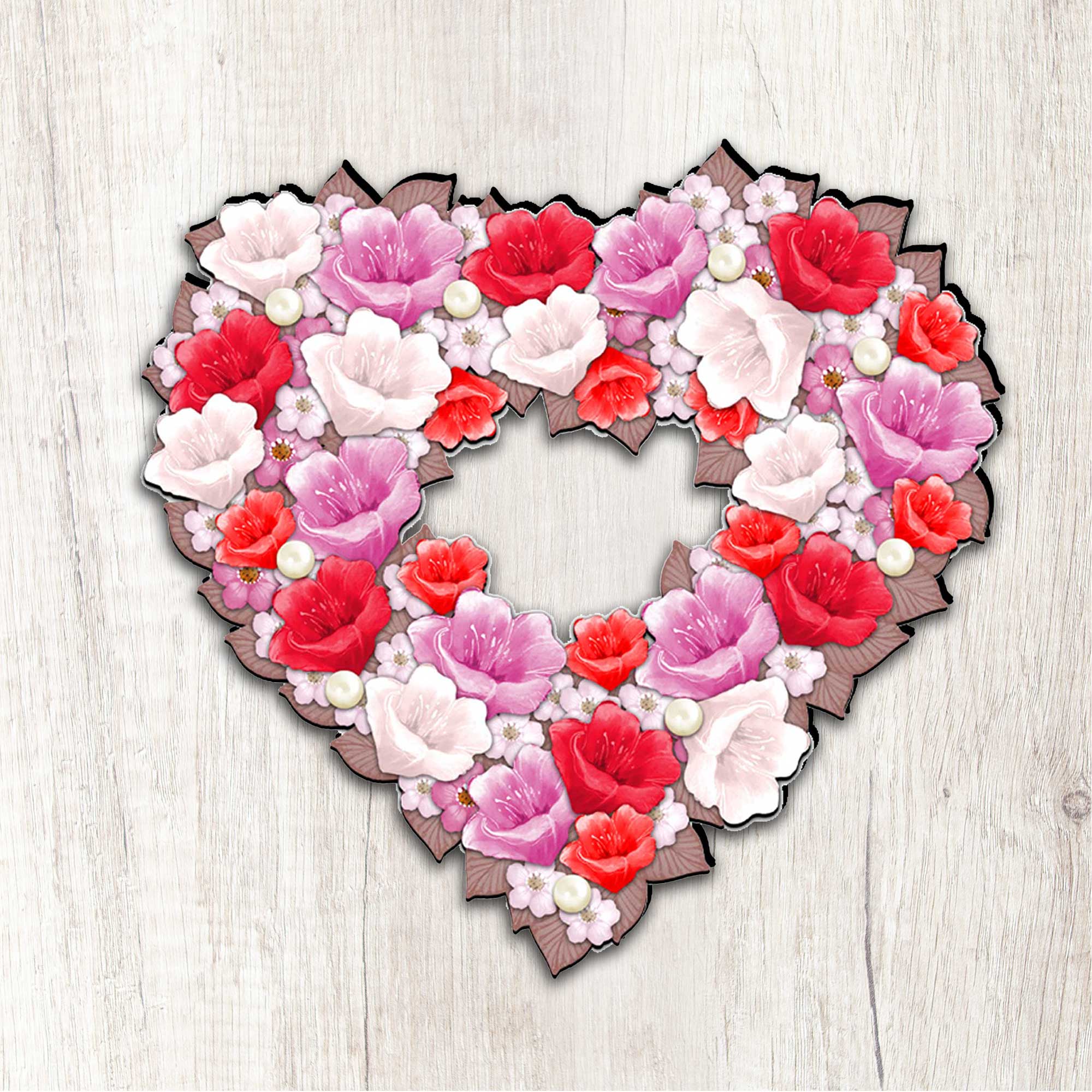 Valentine Heart Holiday Door Wreath by G. DeBrekht - Love Family Kids Decor - 8185308H
