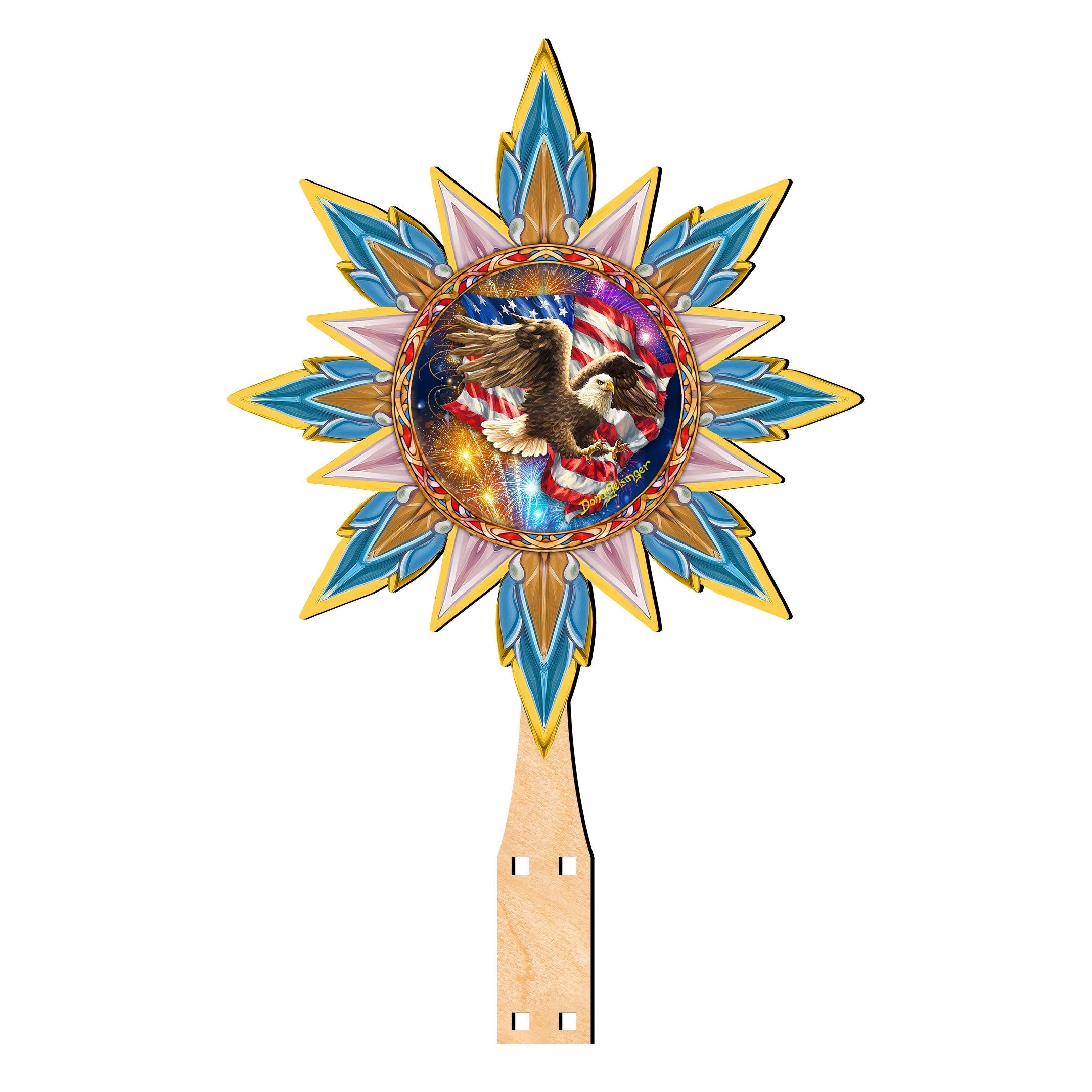 American Patriotic Eagle Tree Topper Wooden Decor by D. Gelsinger -Patriotic Holiday Decor - 89515-DG