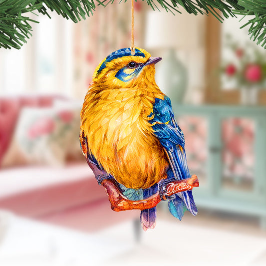 Forest Birds Decorative Eco Wood Ornaments Set of 3 by G. Debrekht - Nature Wildlife Decor - 8091005-S3