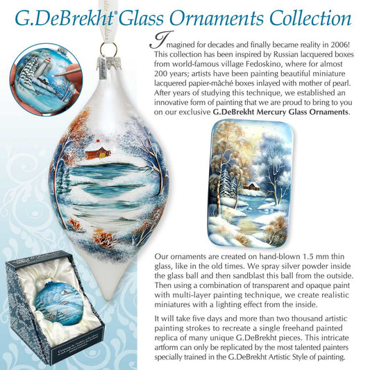 Night Before Christmas Tree Glass Ornament by G. DeBrekht - Christmas Santa Snowman Decor - 762-010