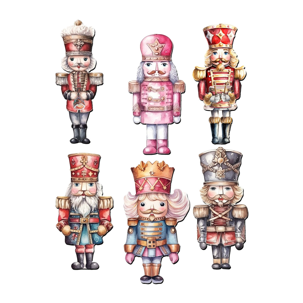 Nutcrackers Decorative Eco Wood Magnets Set of 6 by G. Debrekht - Christmas Decor - 8090008G-S6