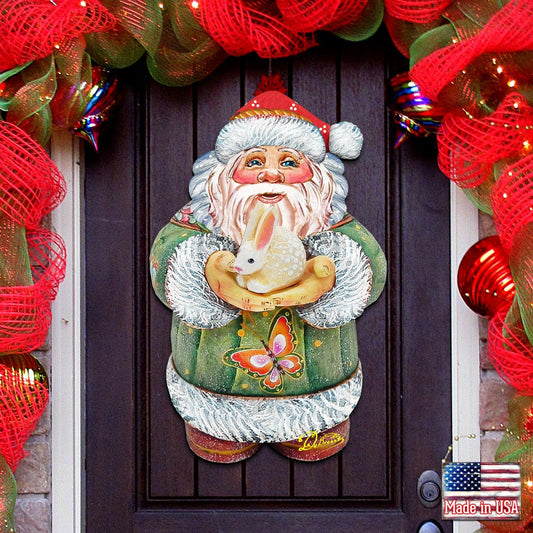 Bunny Santa Wall Door Decor by G. DeBrekht - Easter Spring Decor - 8118085H