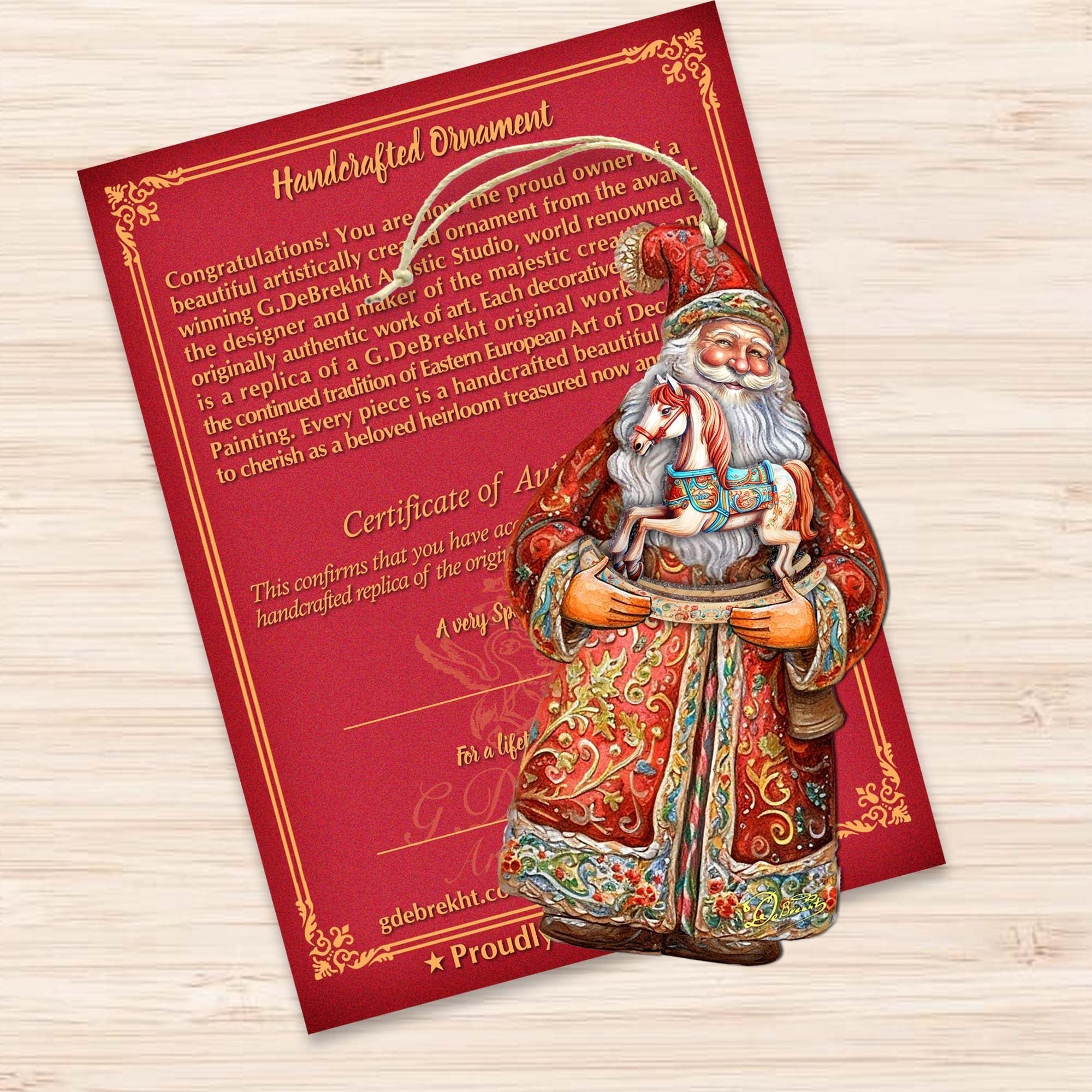 Santa's Nostalgic Rocking Horse Wooden Ornaments by G. Debrekht - Christmas Santa Snowman Decor - 8691414