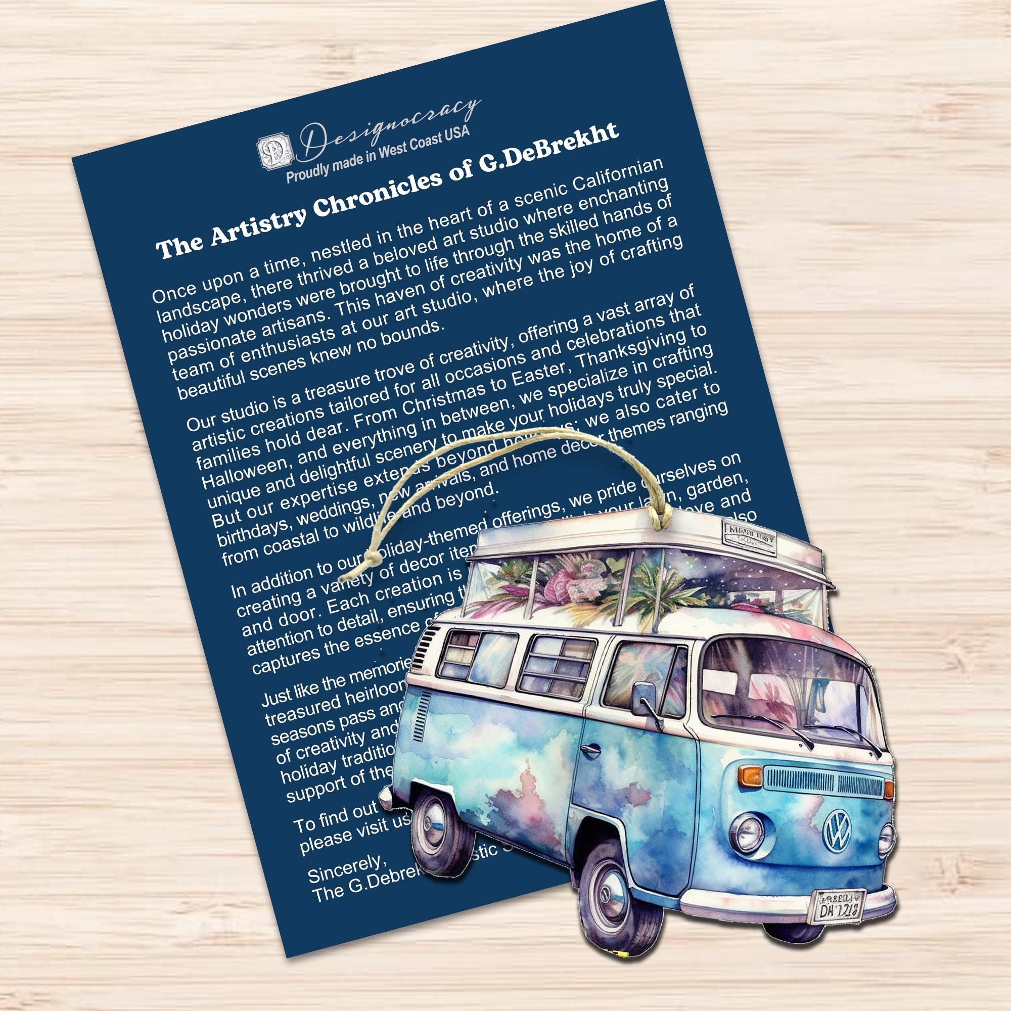Surf Vans Decorative Eco Wood Ornaments Set of 3 by G. Debrekht - Coastal Decor - 8091040-S3