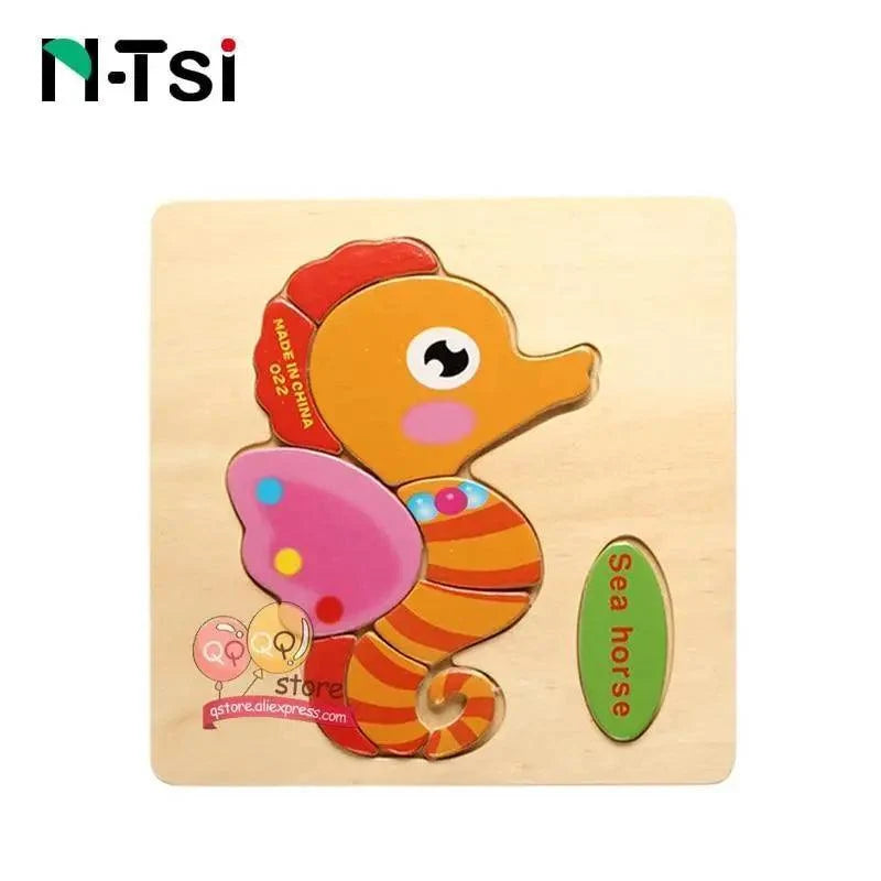Baby Wooden Puzzle Toys for Toddlers Developing Educational Kids Toys For Children Game Cartoon Animal Gift 3 Years