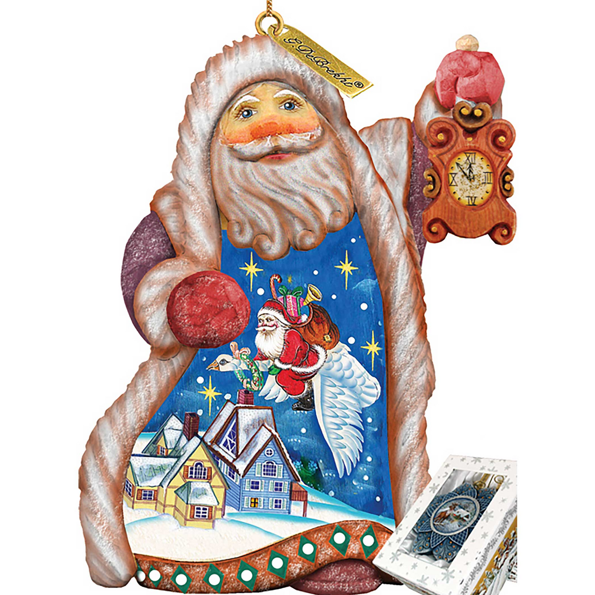 Santa Christmas Goose Sculpted Hand-Painted Figurine by G. DeBrekht - Christmas Santa Snowman Decor - 661513