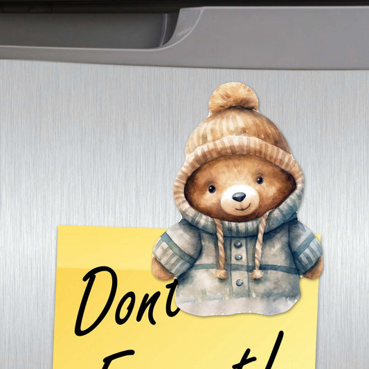 Teddy Bear Decorative Eco Wood Magnets Set of 6 by G. Debrekht - Family Love Décor - 8090025G-S6