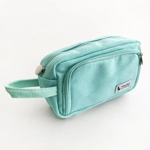 Big Storage Large Capacity Pencil Case Kids Pencil Bag For Students Vintage Grid Print Fabric Stationary Bag School Supply
