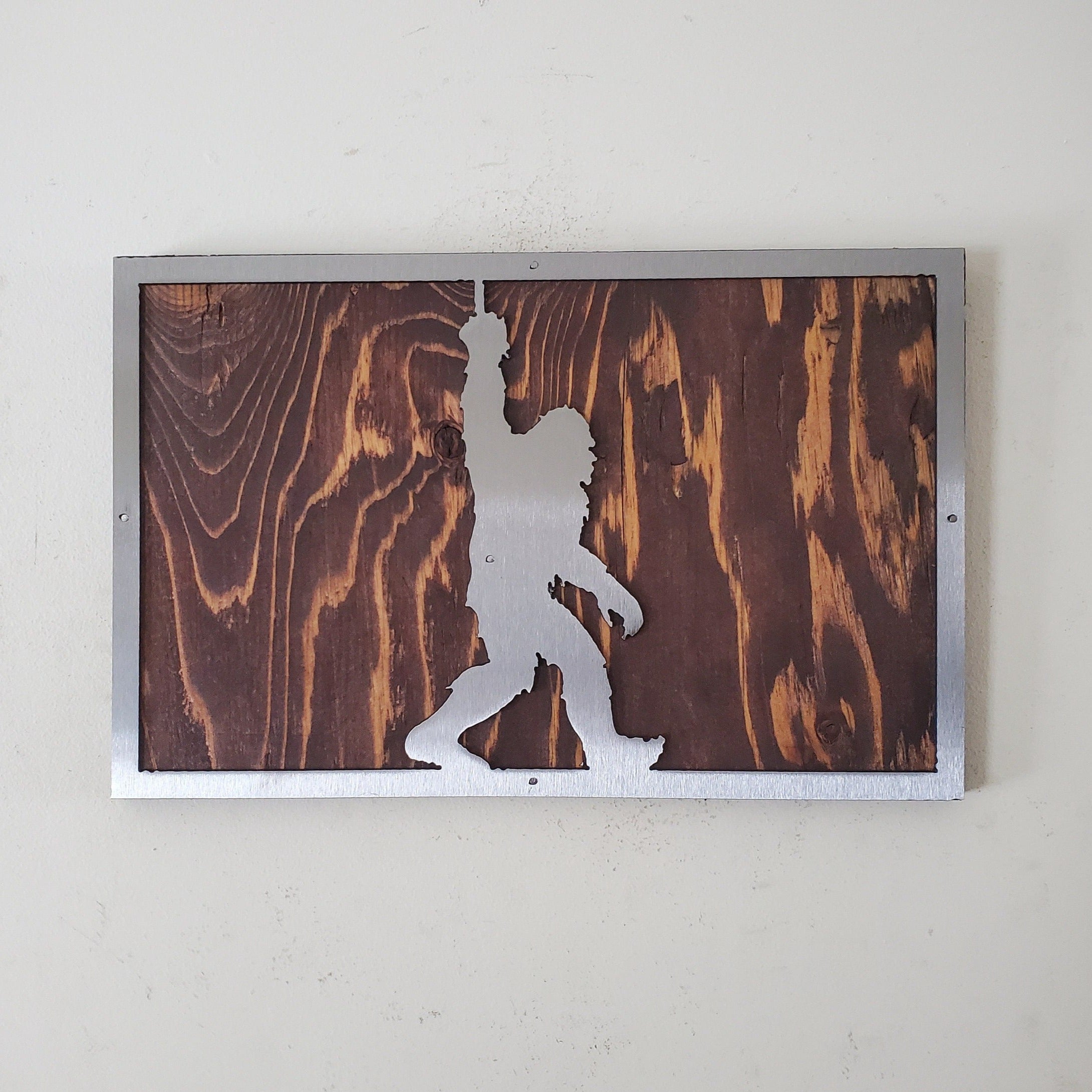 Bigfoot Giving the Finger | Sasquatch Metal Art on Wood | Funny Sign Wall Art