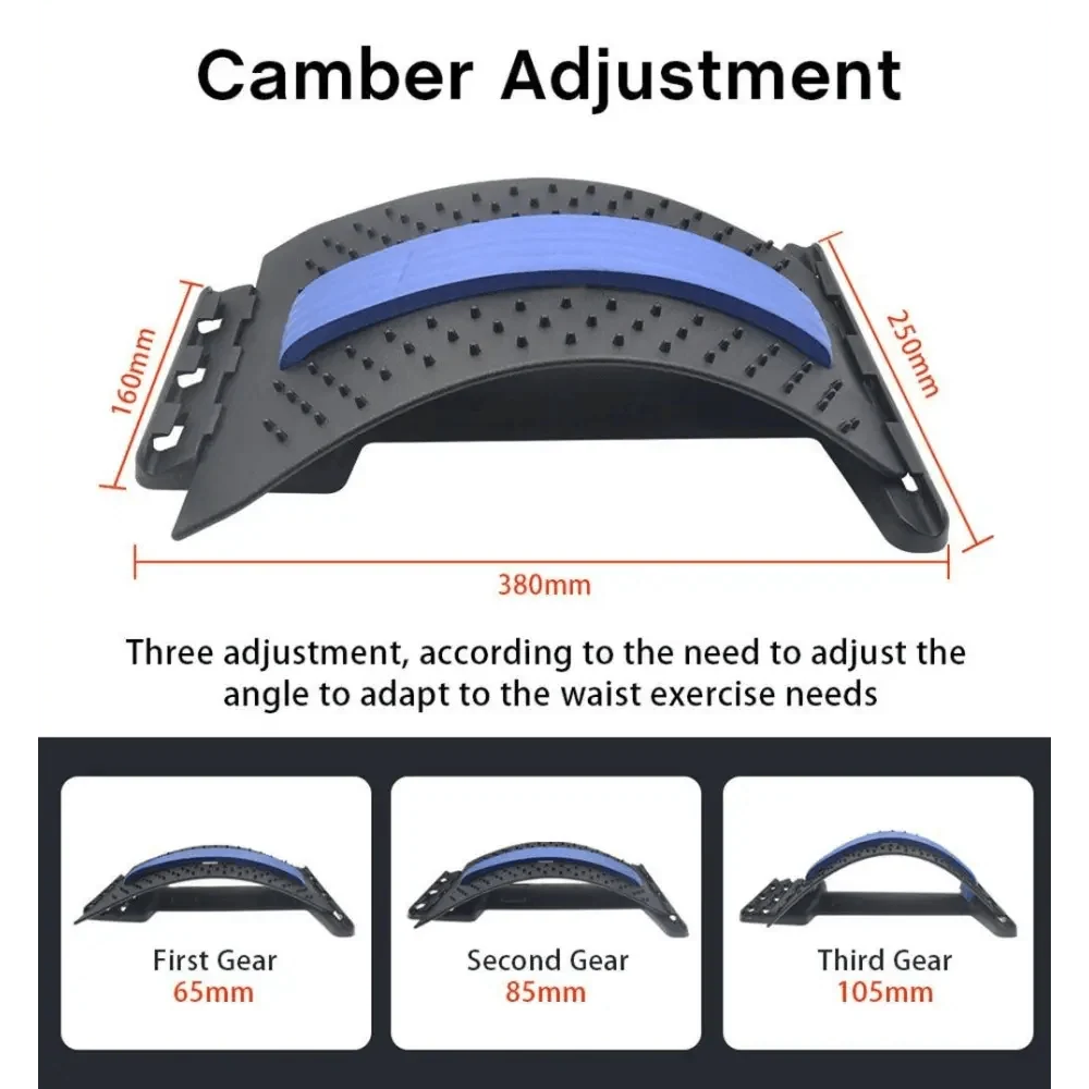 Black Purple Back Stretching Device Muscle Back Massage Relax Stretcher Posture Therapy Back Stretch Spine Pain Relief Stretcher Support Lower And Upper Muscle Pain Relief