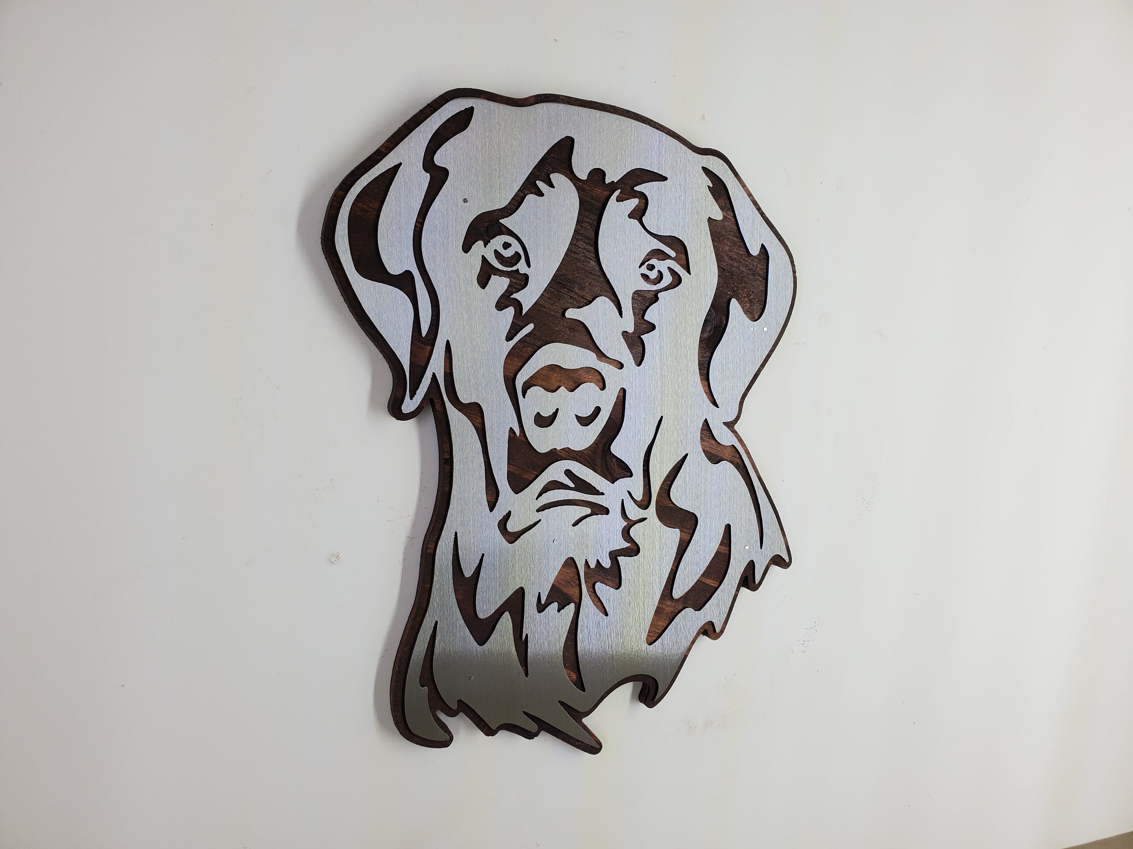 Black Lab Dog wall décor metal art on wood    Made in USA   dog gift Labrador Retriever