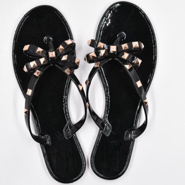 Bowknot Sandals Summer Woman Beach Flip Flops Beautiful Shoes PVC Slides Girls Sandals Slip On Flat Dress Sandals Summer Fashion Cute Flat Slip On Slides Flip Flops