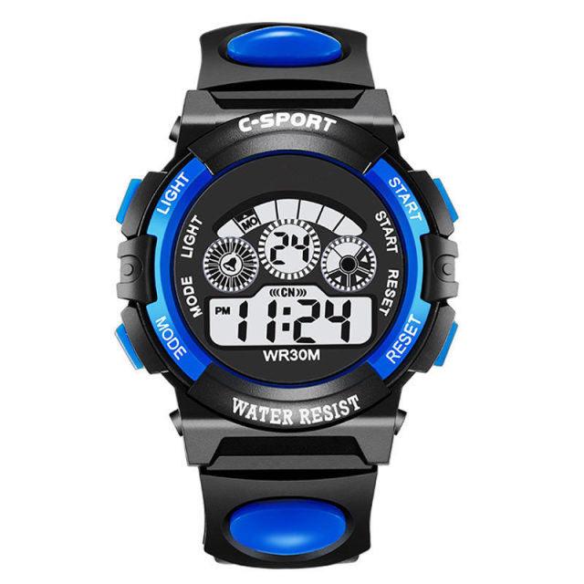Boys Sports Military Kids Digital Watches Student Childrens Watch Fashion Luminous Led Alarm Camouflage Green Waterproof 7 Color Led Backlight Multifuction Wristwatch For Boys Girls