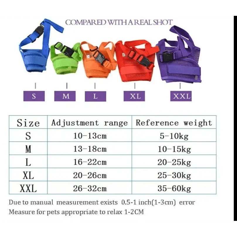 Breathable Adjustable Dog Muzzle Nylon Straps Anti Barking Comfortable Dog Muzzles Pets Accessories Mouth Cover For Outdoor Walking