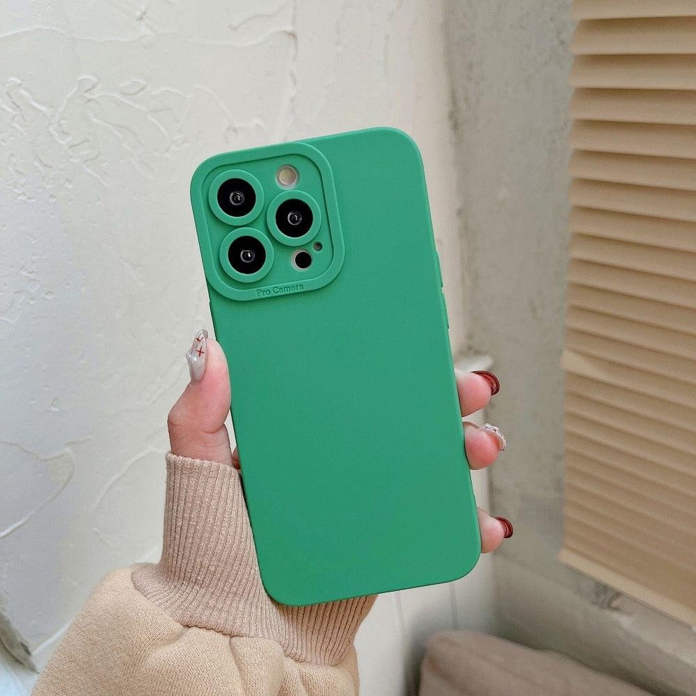 Bright Colors Soft Silicone Phone Case For iPhone 11 Pro Max X XR XS Max 7 8 6S Plus Mini Camera Protection Back Cover Silicone Camera Protection Case Soft Scratch-Resistant Case For Iphone
