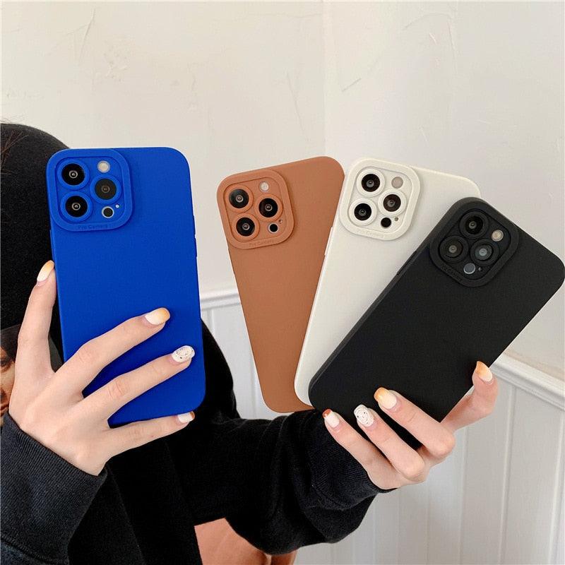 Bright Colors Soft Silicone Phone Case For iPhone 11 Pro Max X XR XS Max 7 8 6S Plus Mini Camera Protection Back Cover Silicone Camera Protection Case Soft Scratch-Resistant Case For Iphone