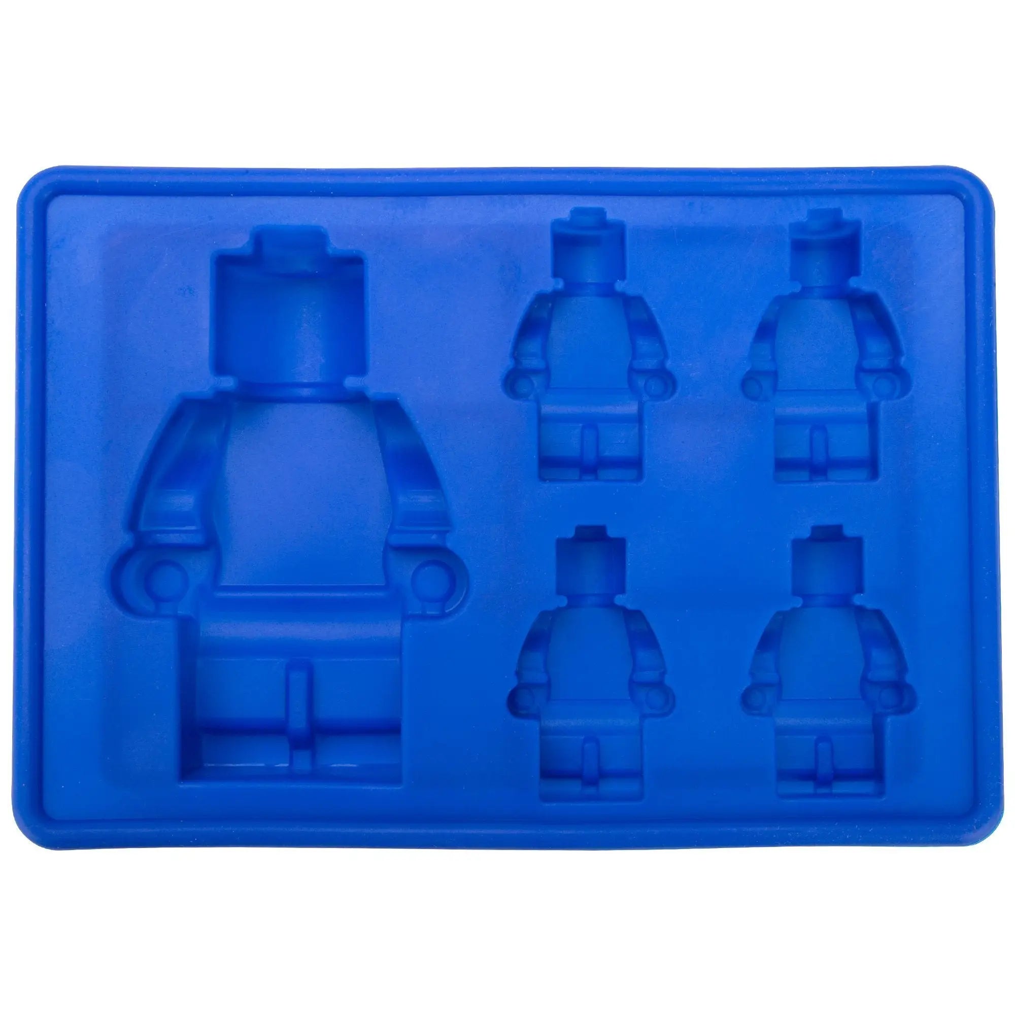 Blue silicone ice cube tray shaped like lego minifigures from the building blocks novelty ice cube trays set of 5