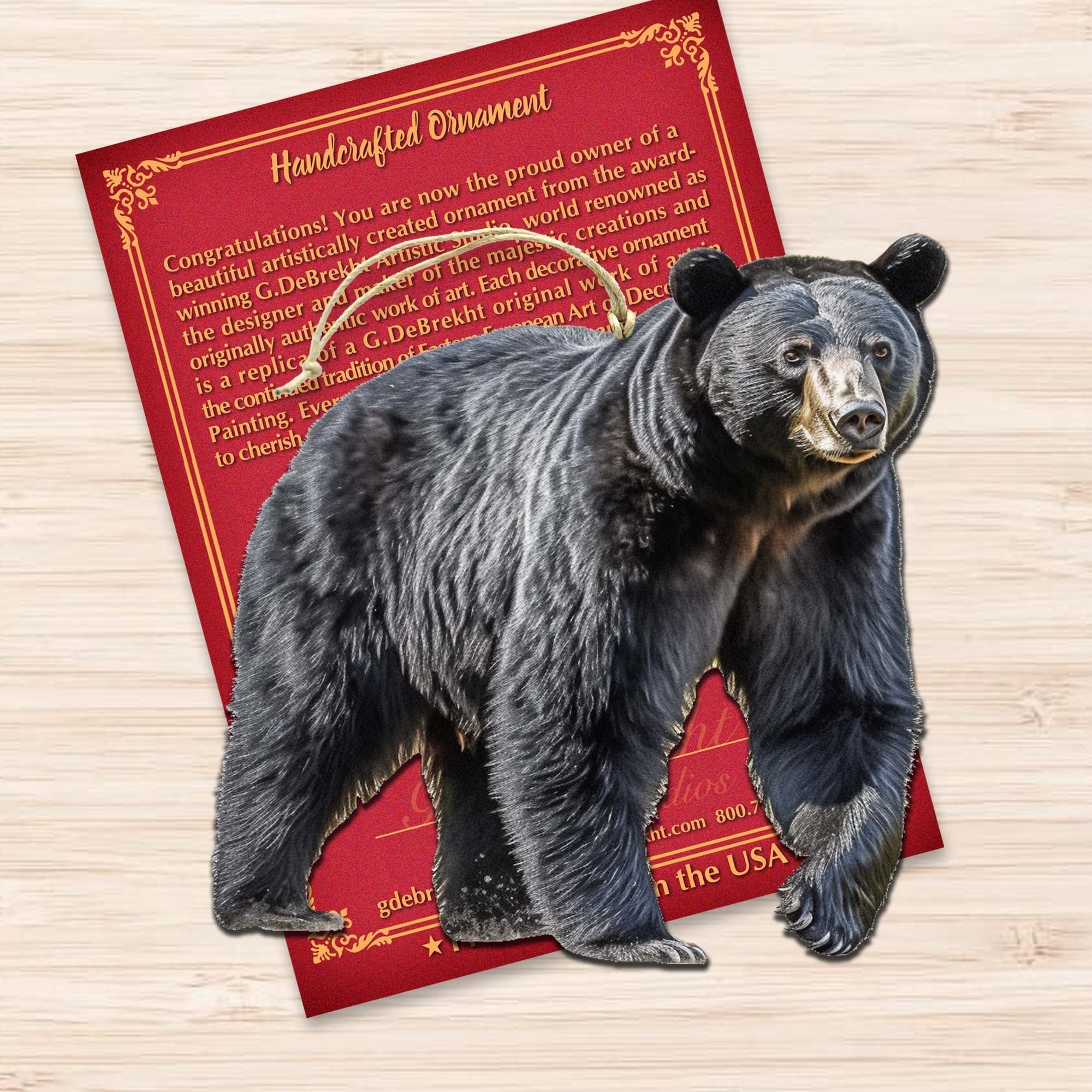 Alaskan Black Bear Wooden Ornaments by G.Debrekht - Wildlife Holiday Decor - 8710105-1