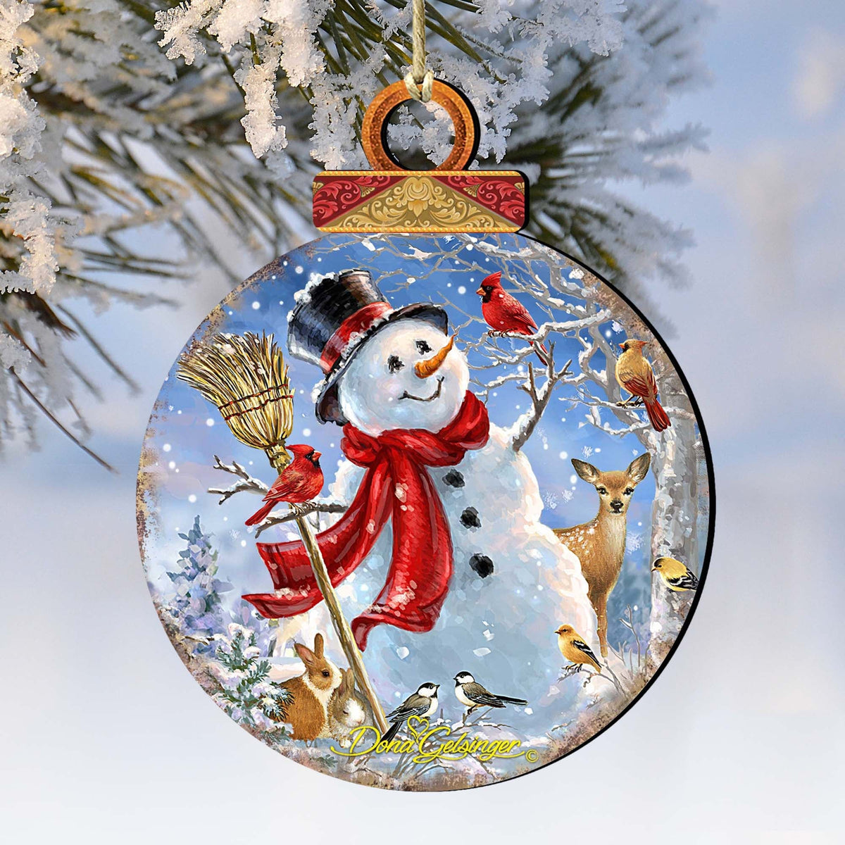 Frosty Forest Friends Wooden Ornaments by Gelsinger - Christmas Santa Snowman Decor - 8021023-1624