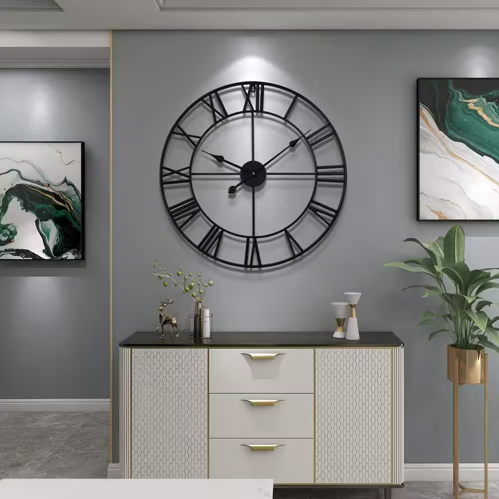 Black Modern Metal Rustic Wall Clocks