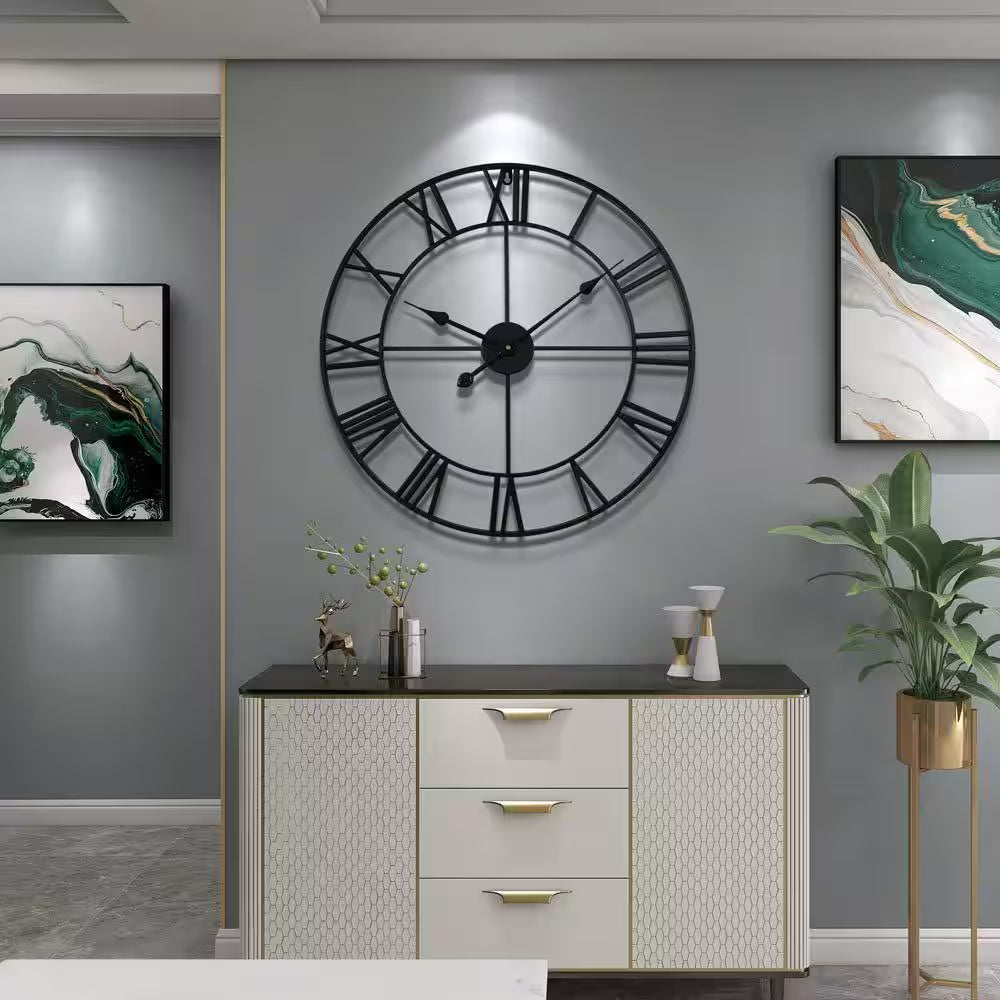 Black Modern Metal Rustic Wall Clocks