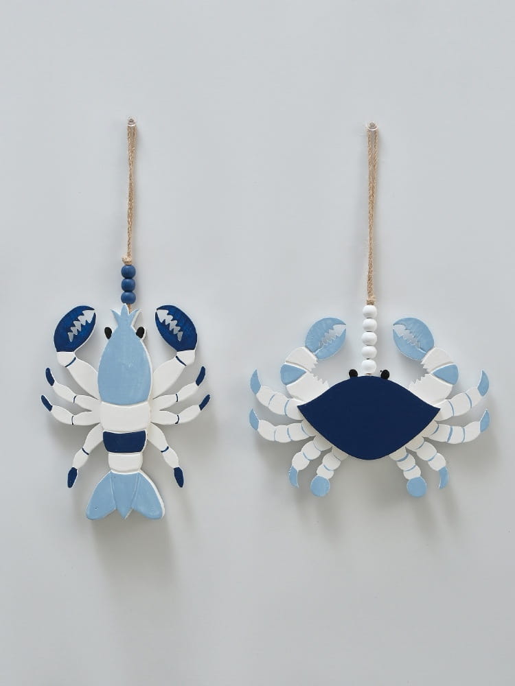 Wooden Mediterranean Seafood Lobster Pendant Decor