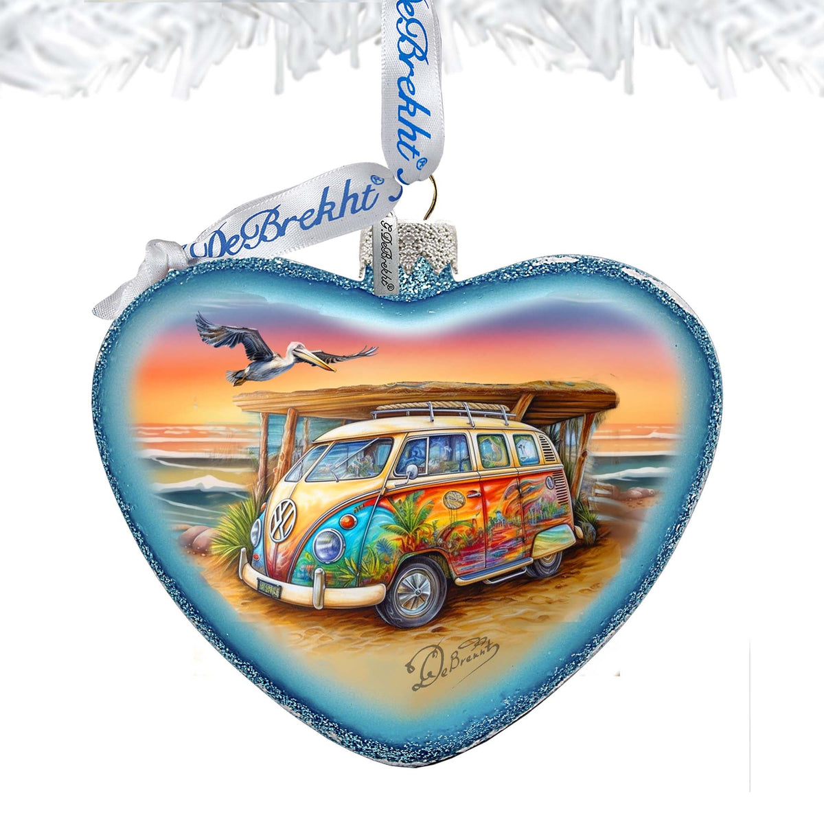 Coastal Truck Heart Glass Ornament by G. Debrekht - Christmas Decor - 753-091