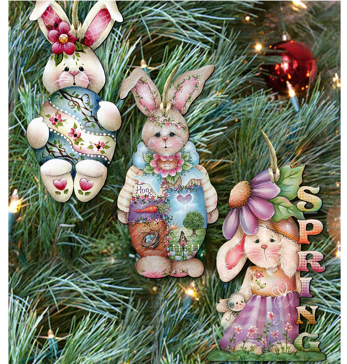 Spring Wooden Ornaments Set of 3 by Jamie Mills-Price - Easter Spring Decor - 8100085S3-MP