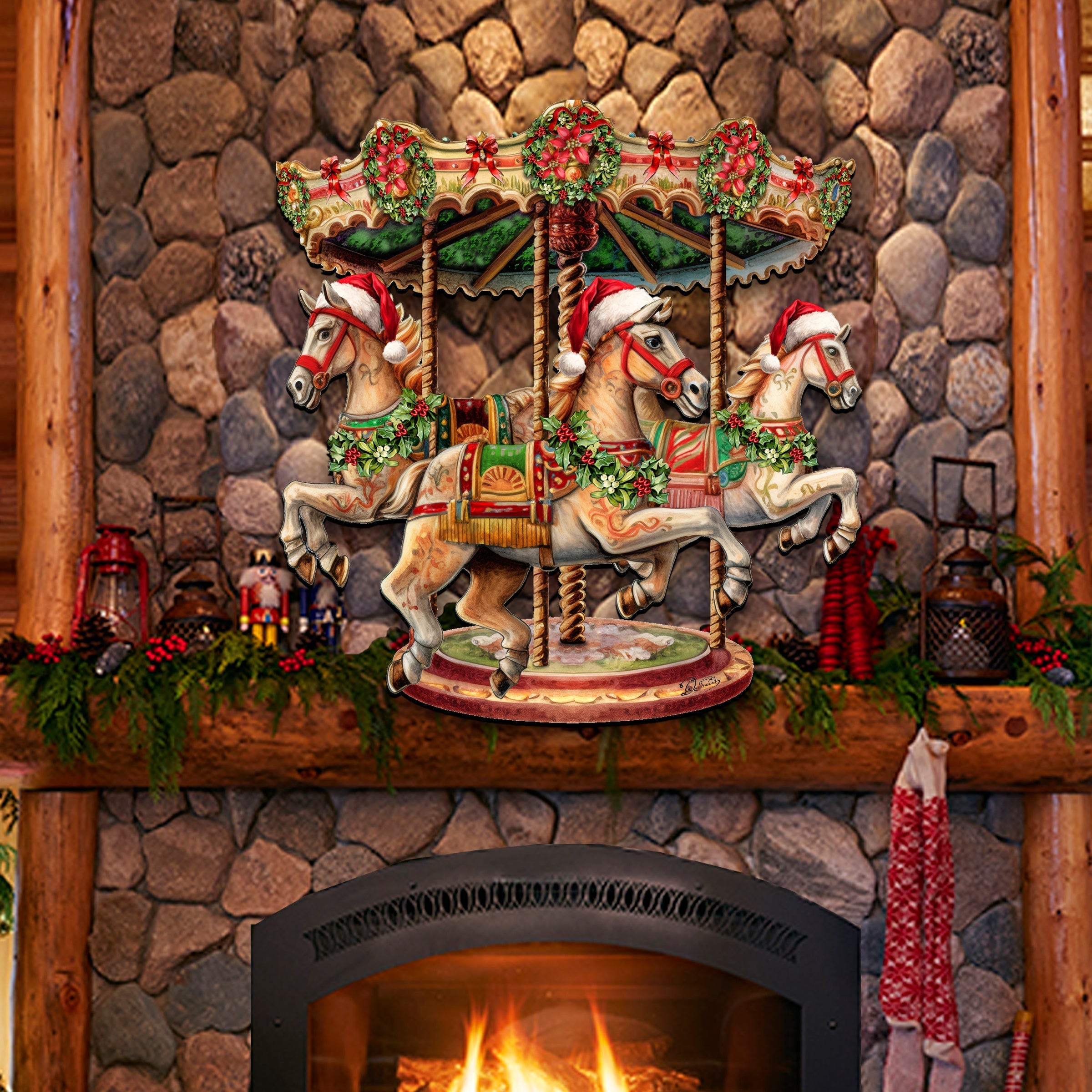 Christmas Carousel Holiday Door Decor  by G. Debrekht - Christmas Decor - 8611030H