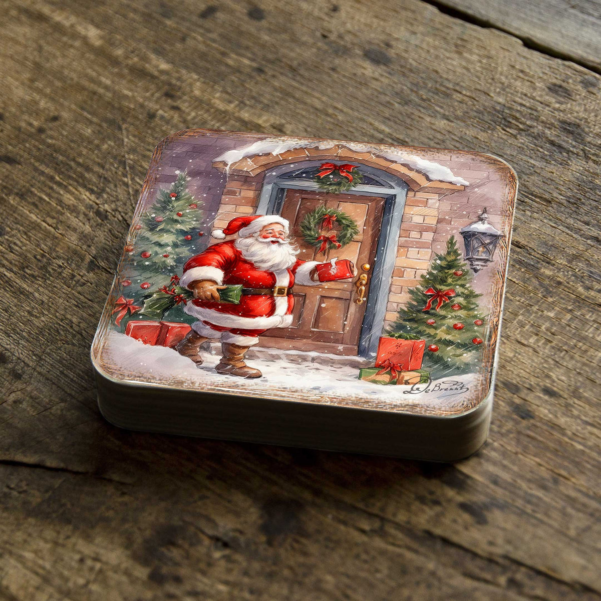 Christmas Is Here Wooden Cork Coasters Gift Set of 4 by G. Debrekht - Christmas Decor  - 8199443C-S4