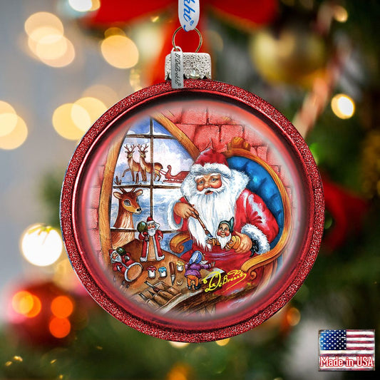 Santa Glass Ornament Set of 3 by G. DeBrekht - Christmas Santa Snowman Decor - 73310-B3