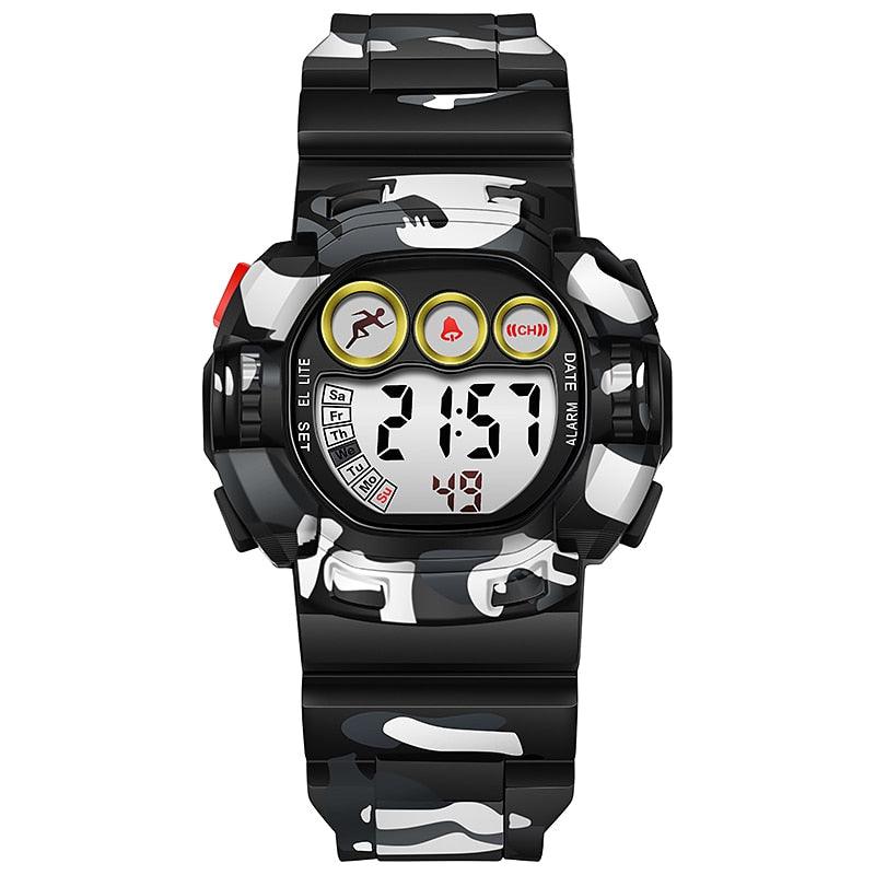 Camouflage Digital Watches Sports Stopwatch Alarm LED Black Light Waterproof Digital Sport Watch For Boys Girls Waterproof Electronic Multi Function Casual Outdoor Watches Colorful LED Luminous Alarm Stopwatch Wristwatch