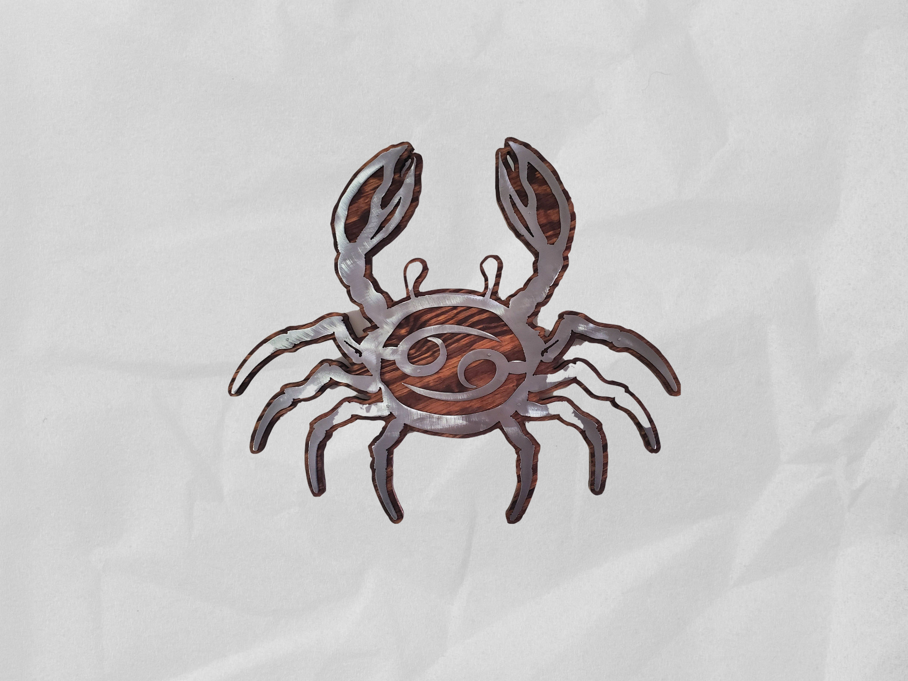 Cancer Zodiac Sign Wall sign | Metal Art on Wood | Zodiac Rustic Wall Hanging Crab Sign