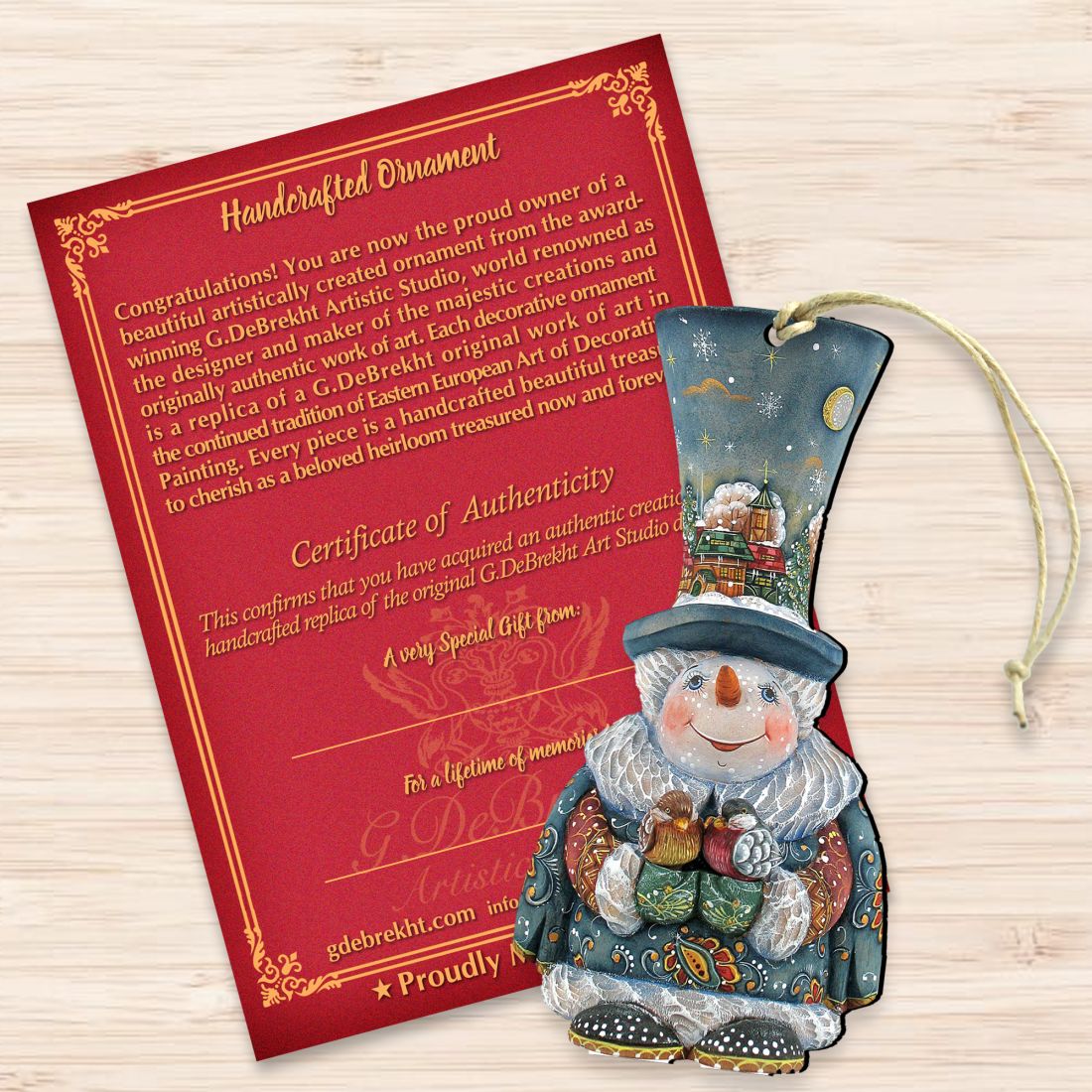 Old World Christmas Snowman Wooden Ornaments by G. DeBrekht - Christmas Santa Snowman Decor - 8116420