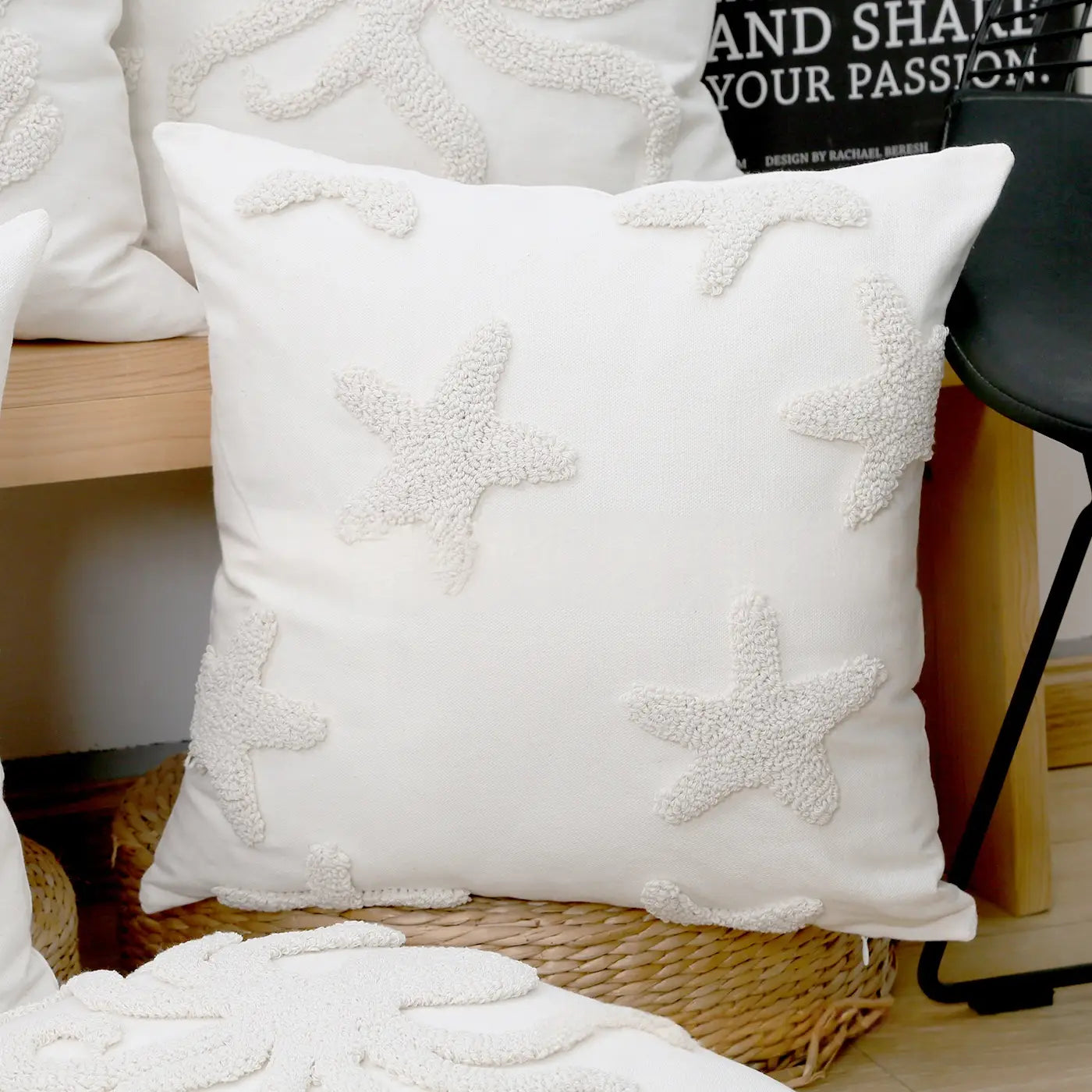 Nautical Embroidered Tufted Pillowcase Home Living
