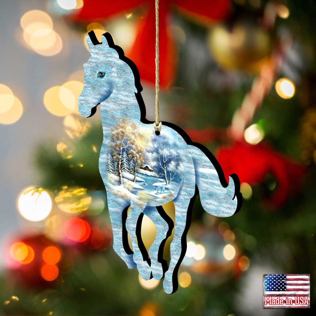 Horse Wooden Ornaments by Nature Wonders - Wildlife Holiday Decor - 8198155-2