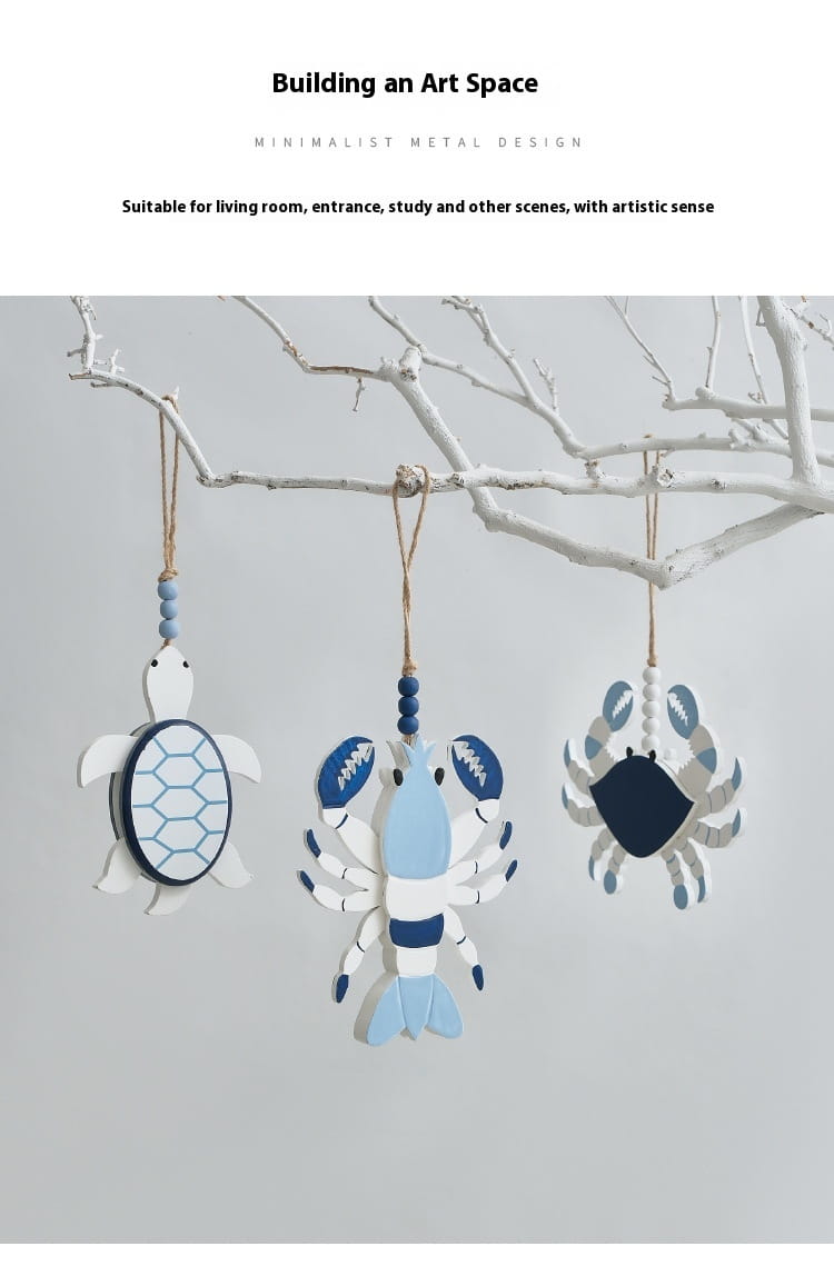 Wooden Mediterranean Seafood Lobster Pendant Decor