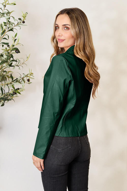 Women Classic Neck Zip-Up Jacket For Everyday Wear Elegant Girls Jacket