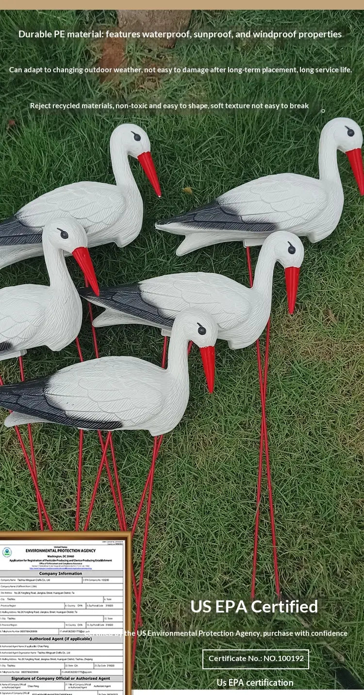 Plastic White Crane Garden Landscape Decor