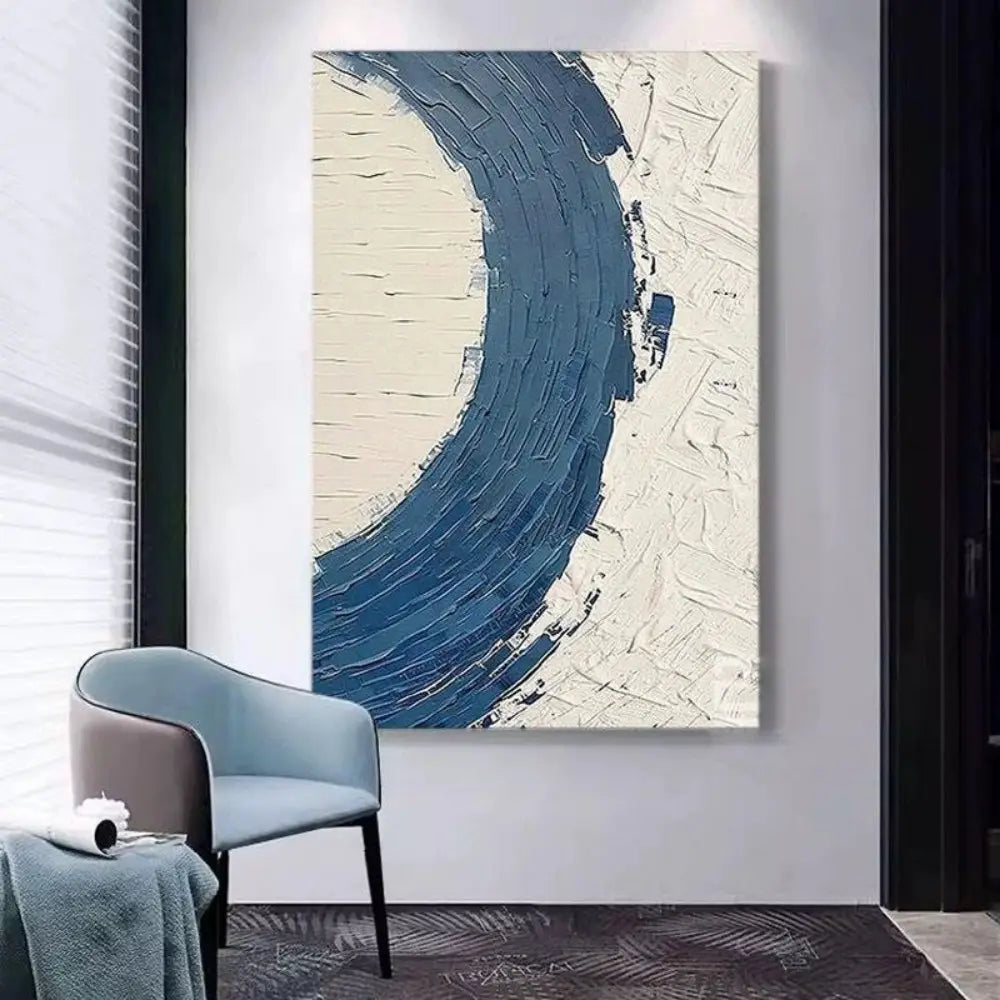 Handpainted Blue Abstract Canvas Art