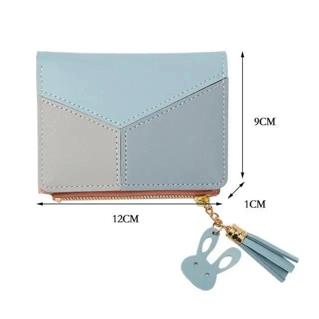 Charming Hit Color Short Tassels Wallets,Bags Zipper PU Leather, Card Holder, Pendant Coin Purse, Card Cash Clutch For Women And Girls