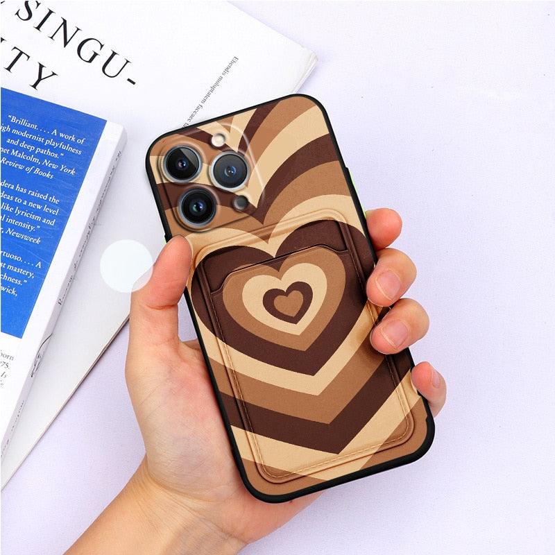 Charming Silicone Soft Anti-Scratch Cases For iPhone 13 Pro Max Case Silicone Wallet Card Holder Cover For iPhone 13 Mini 13ProMax 13Pro Flower Butterfly Beautiful Design Card Holder iPhone Case