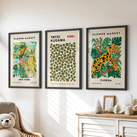Flower Market, Kusama Art Prints. Modern Tropical Wall Decor