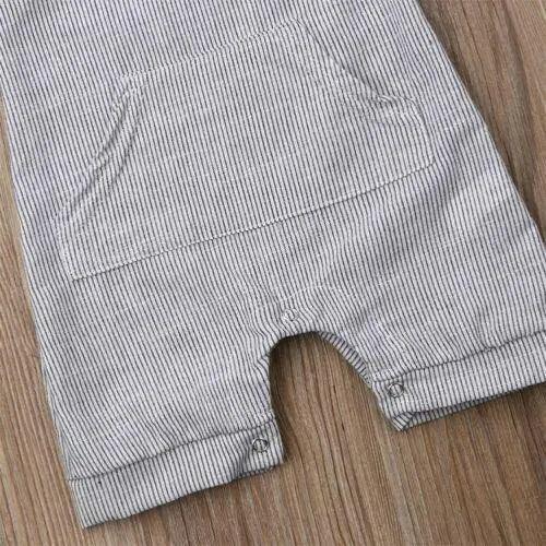 Classic Newborn Baby Boy/Girl Cute One-piece Striped Sleeveless Romper Casual Buttons Jumpsuit For Kids