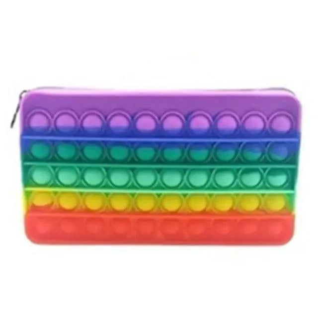 Colorful Stress Relief Squeeze Anti Stress Pop It Soft Pencil Case For Students Rainbow Color School Case