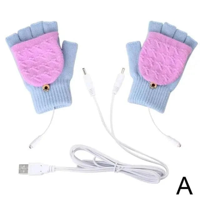 Comfortable Warm USB Heating Winter Gloves Hand Warmers Fingerless Mittens Hand Laptop Half Electric Heating Gloves Soft Hands Warmer