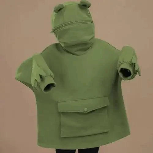 Cool Women Hoodie Perfect Sleeping Frog Pullover Winter Sense Hooded Modern Casual Sweatshirts Cute Funny Style Comfortable Frog Pullover Hoodie For Women