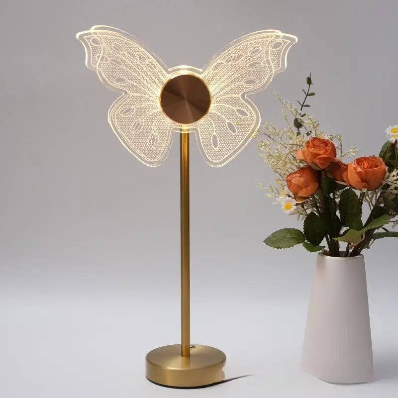 Cozy Table Lamp Adorned With Flowers And Butterflies