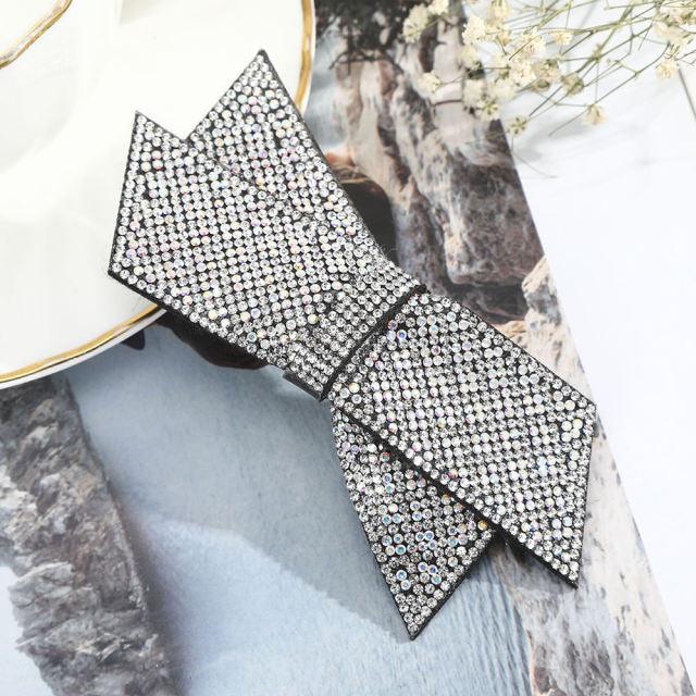 Crystal Big Bow Barrettes Hair Clips For Women Ponytail Holder Girls Hair Accessories Rhinestone Hairpins Fashion Hairgrips Band Accessories For Party
