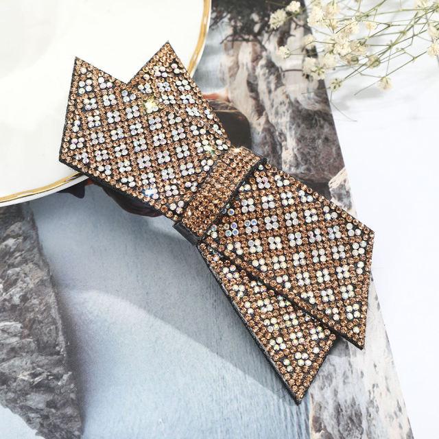 Crystal Big Bow Barrettes Hair Clips For Women Ponytail Holder Girls Hair Accessories Rhinestone Hairpins Fashion Hairgrips Band Accessories For Party